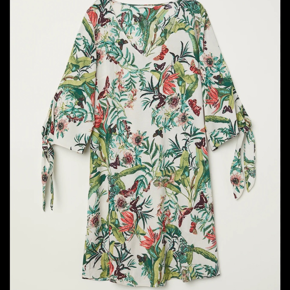 H&M Tropical Print Swim Cover-Up - Green and Orange